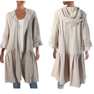 Free People Hood Cardigan Duster 100% Cotton Size L
